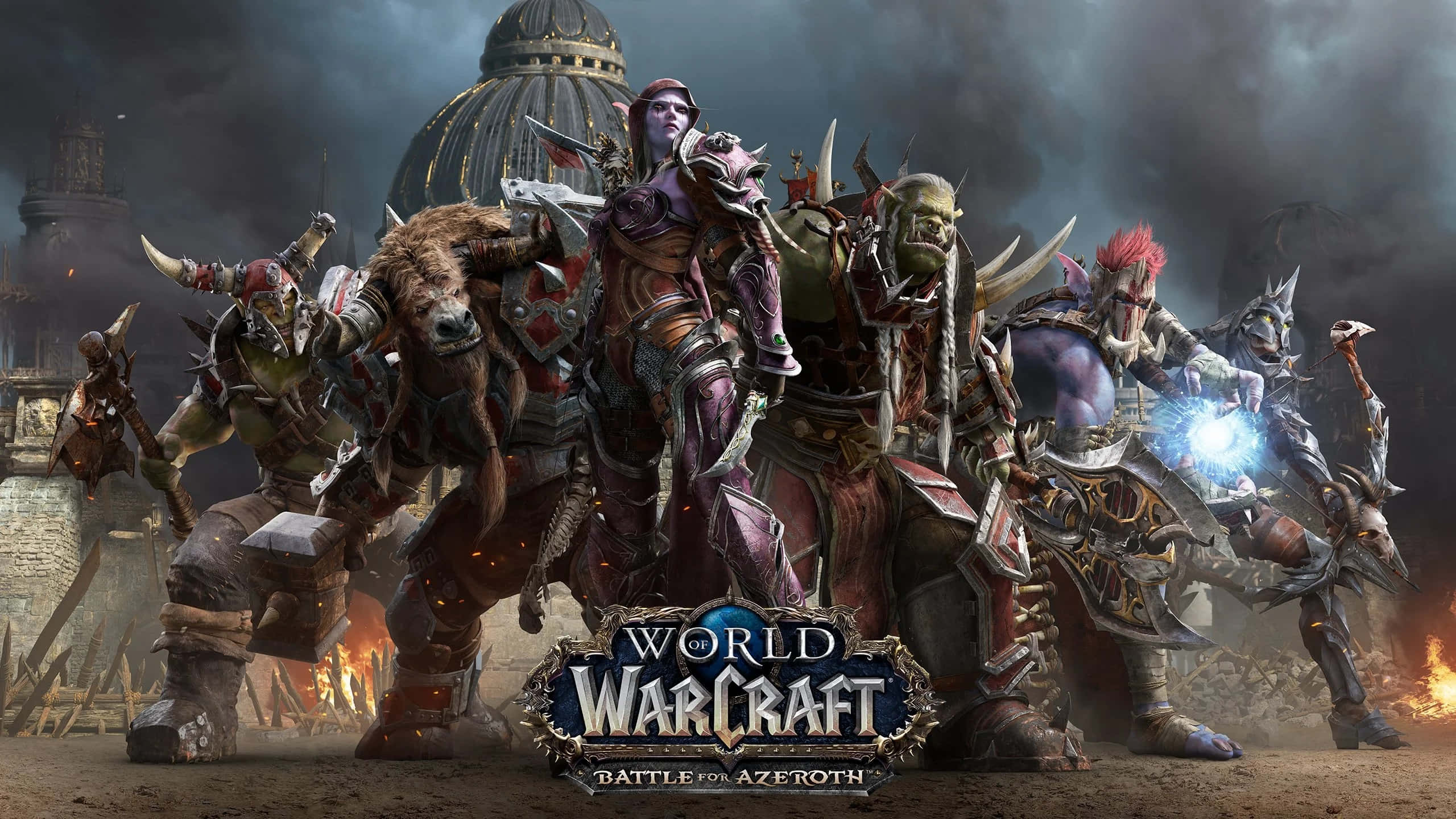 World Of Warcraft, fantasy warriors, beasts, 2K Desktop Wallpaper
