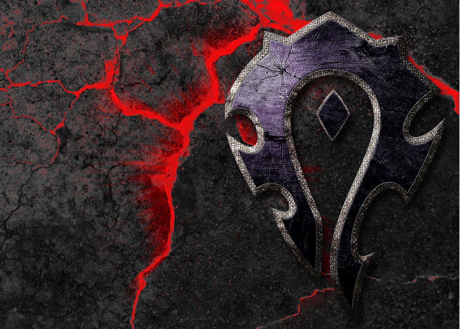 World of Warcraft Horde, symbolon, cracked black stone, HD Desktop Wallpaper