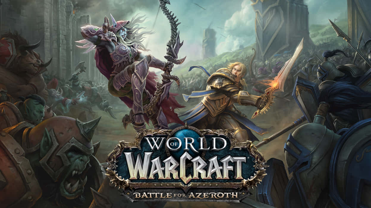 World of Warcraft, Horde warrior, crumbling ruins, SD Desktop Wallpaper