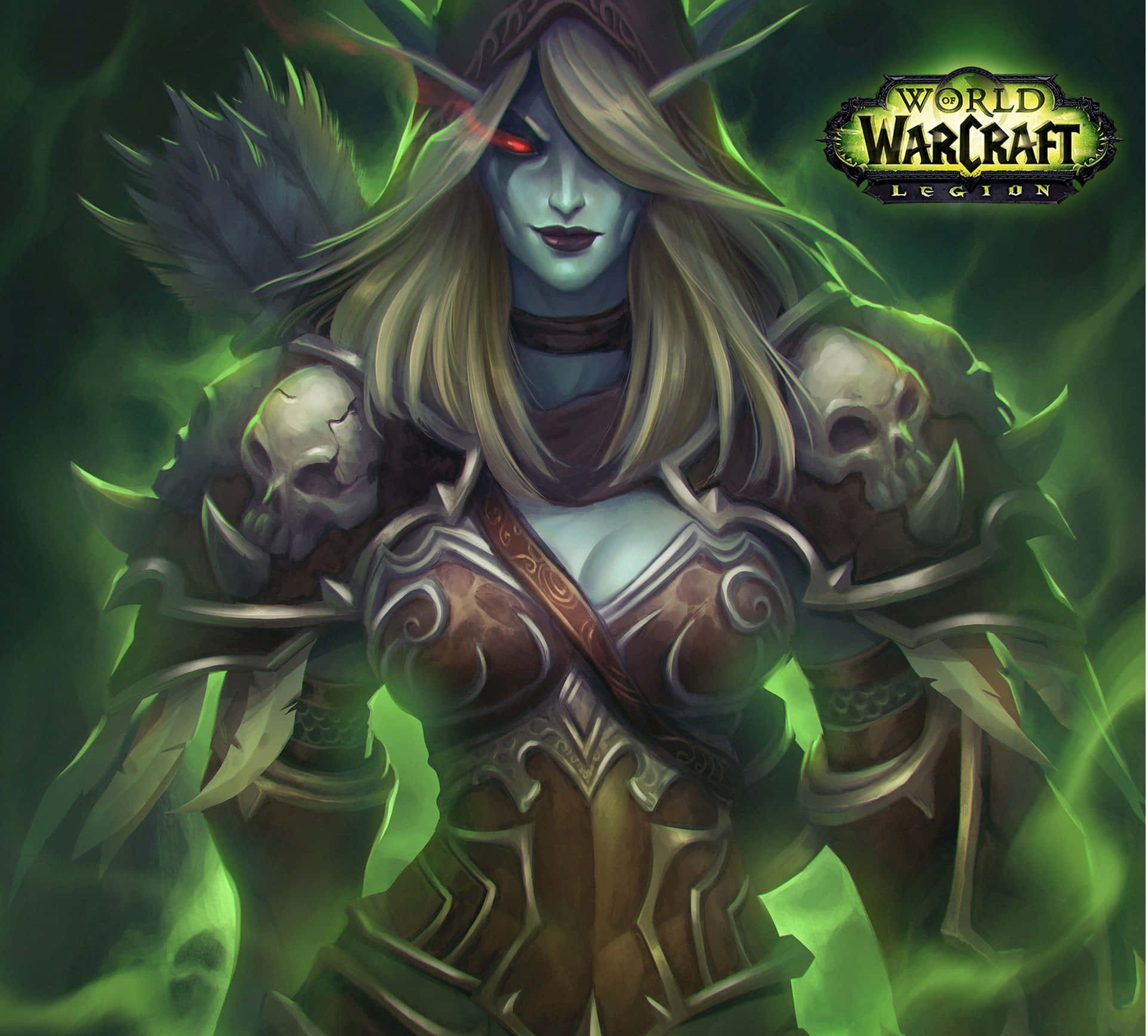 World of Warcraft Legion, female warlock, blue-skinned, Full HD Desktop Wallpaper