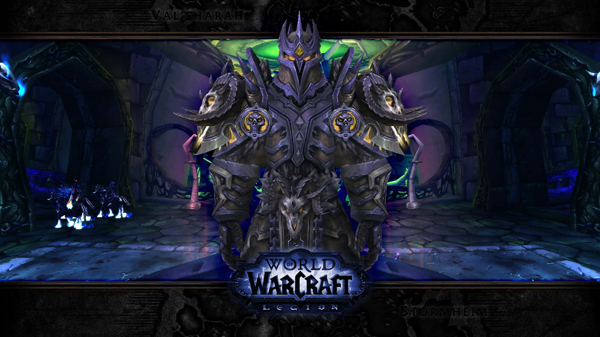 World of Warcraft Legion, towering armored boss, glowing eyes, Full HD Desktop Wallpaper