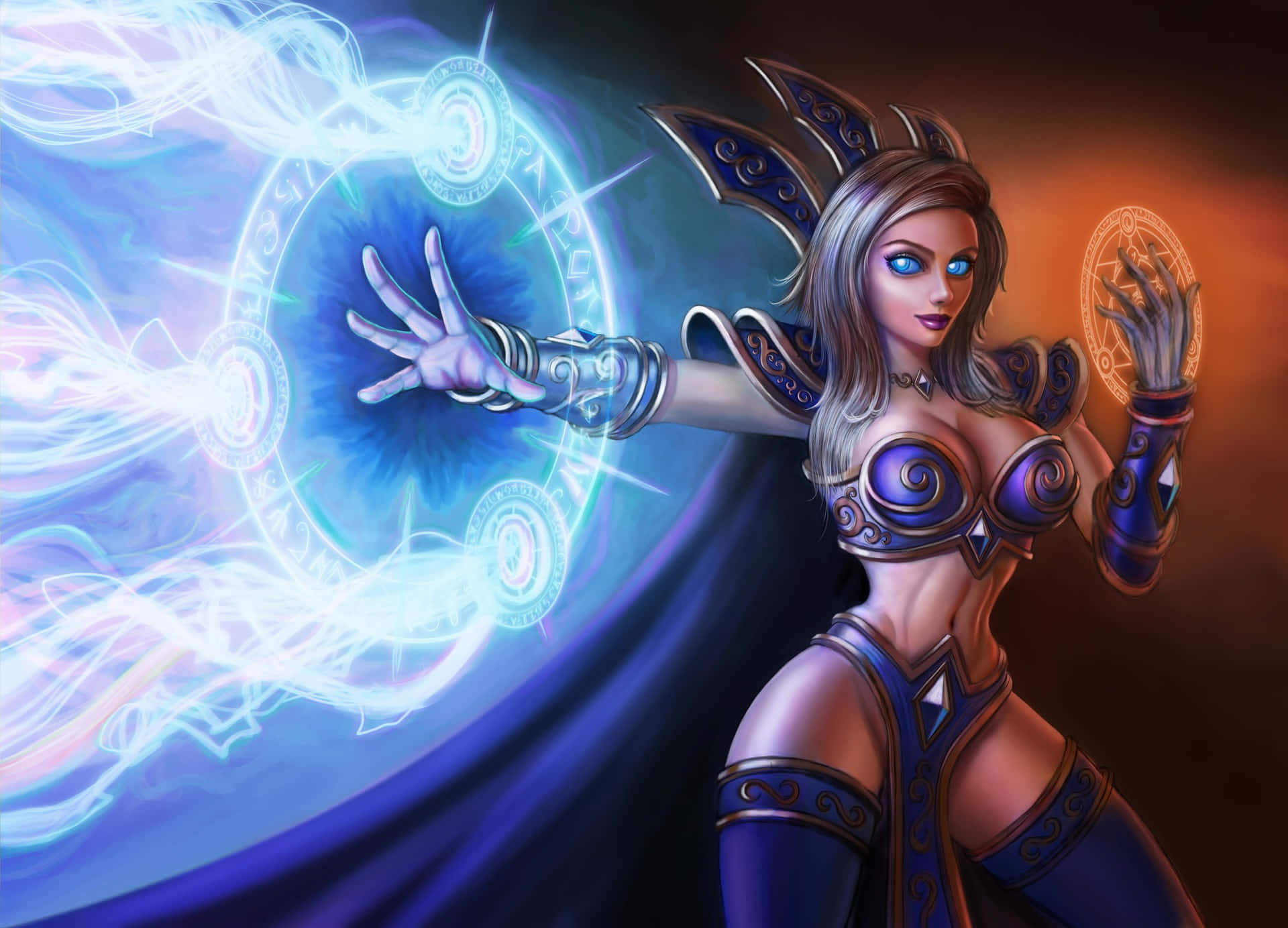 World of Warcraft, mage, blue armor, Full HD Desktop Wallpaper