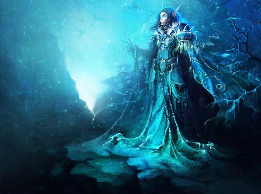 World of Warcraft Mage, blue-robed figure, pointed ears, SD Desktop Wallpaper