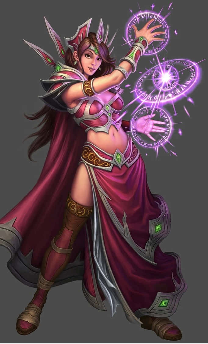 World of Warcraft, mage, glowing purple magic circles, SD Phone Wallpaper