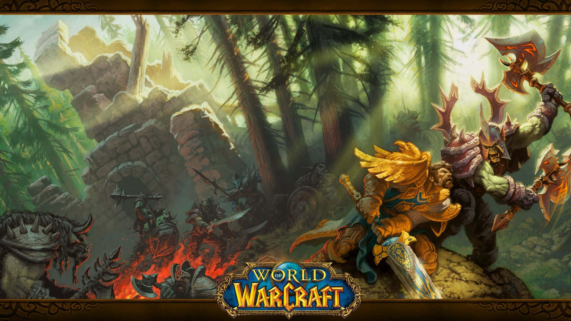 World of Warcraft: Mists of Pandaria, orc warrior, glowing axe, Full HD Desktop Wallpaper