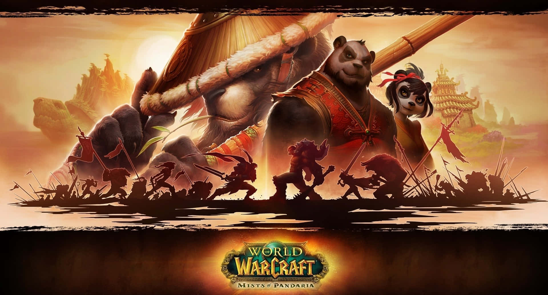World Of Warcraft Mists Of Pandaria, giant panda warrior, panda monk, Full HD Desktop Wallpaper