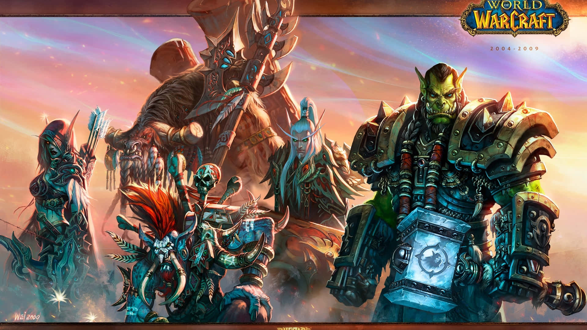 World Of Warcraft, orc warriors, elf warriors, Full HD Desktop Wallpaper