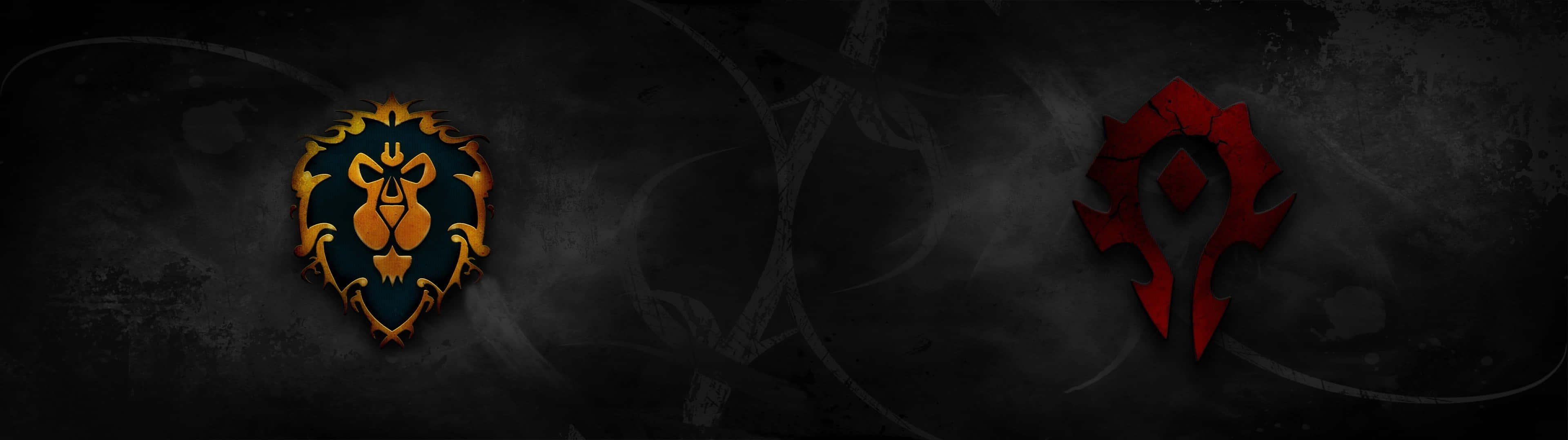 Warcraft 2, fantasy faction emblems, dark textured background, 4K Desktop Wallpaper