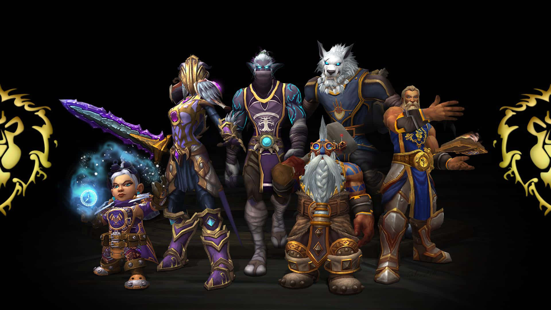 World of Warcraft, fantasy adventurers, ornate armor, Full HD Desktop Wallpaper