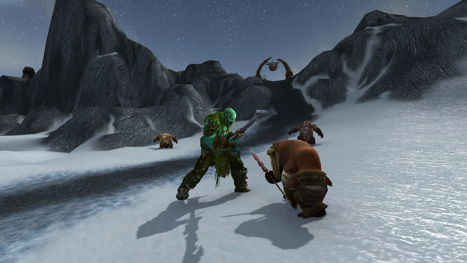 World of Warcraft Races, green-armored warrior, bear-like creature, Full HD Desktop Wallpaper