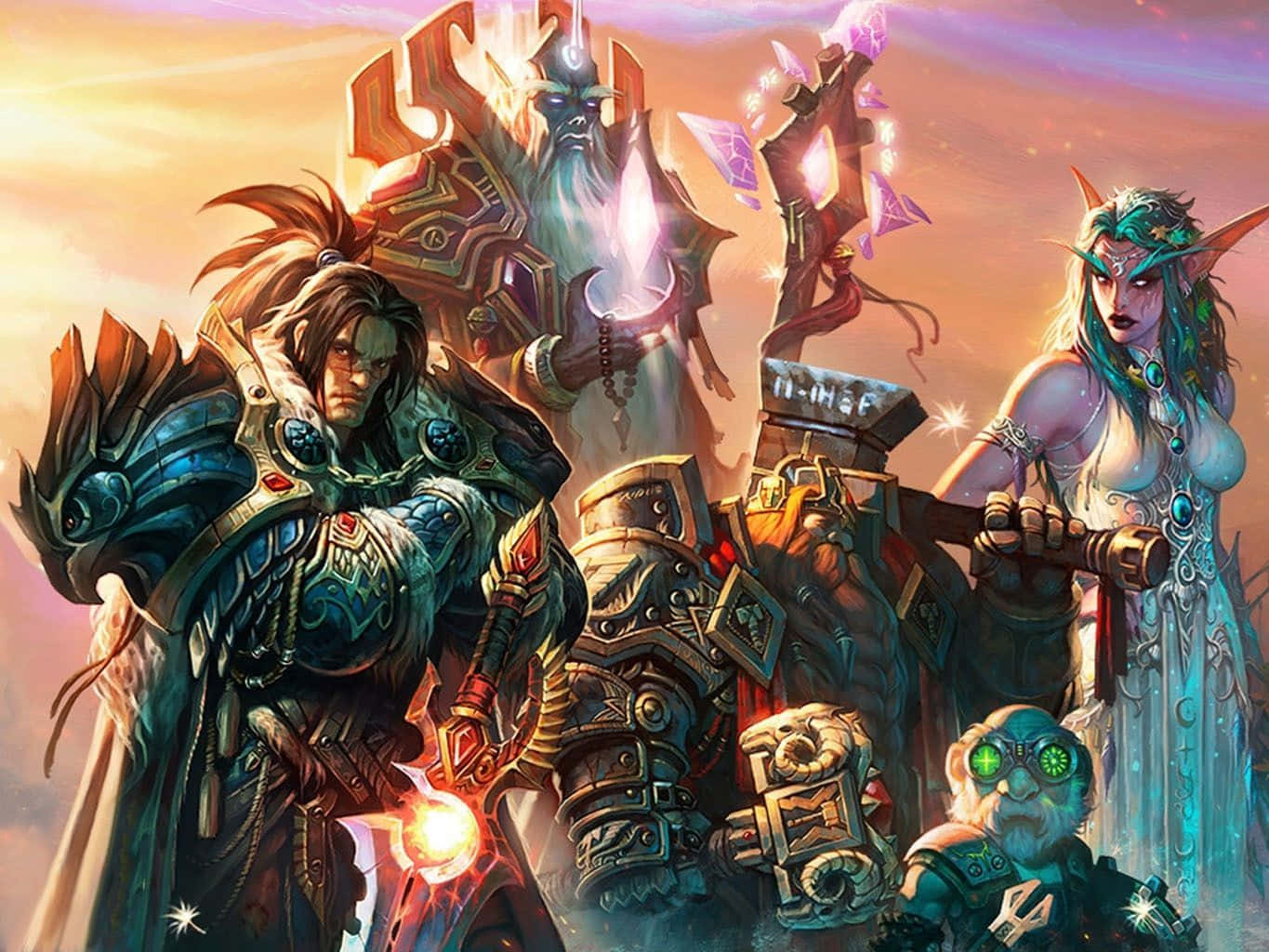 World of Warcraft Races, fantasy warriors, elves, HD Desktop Wallpaper