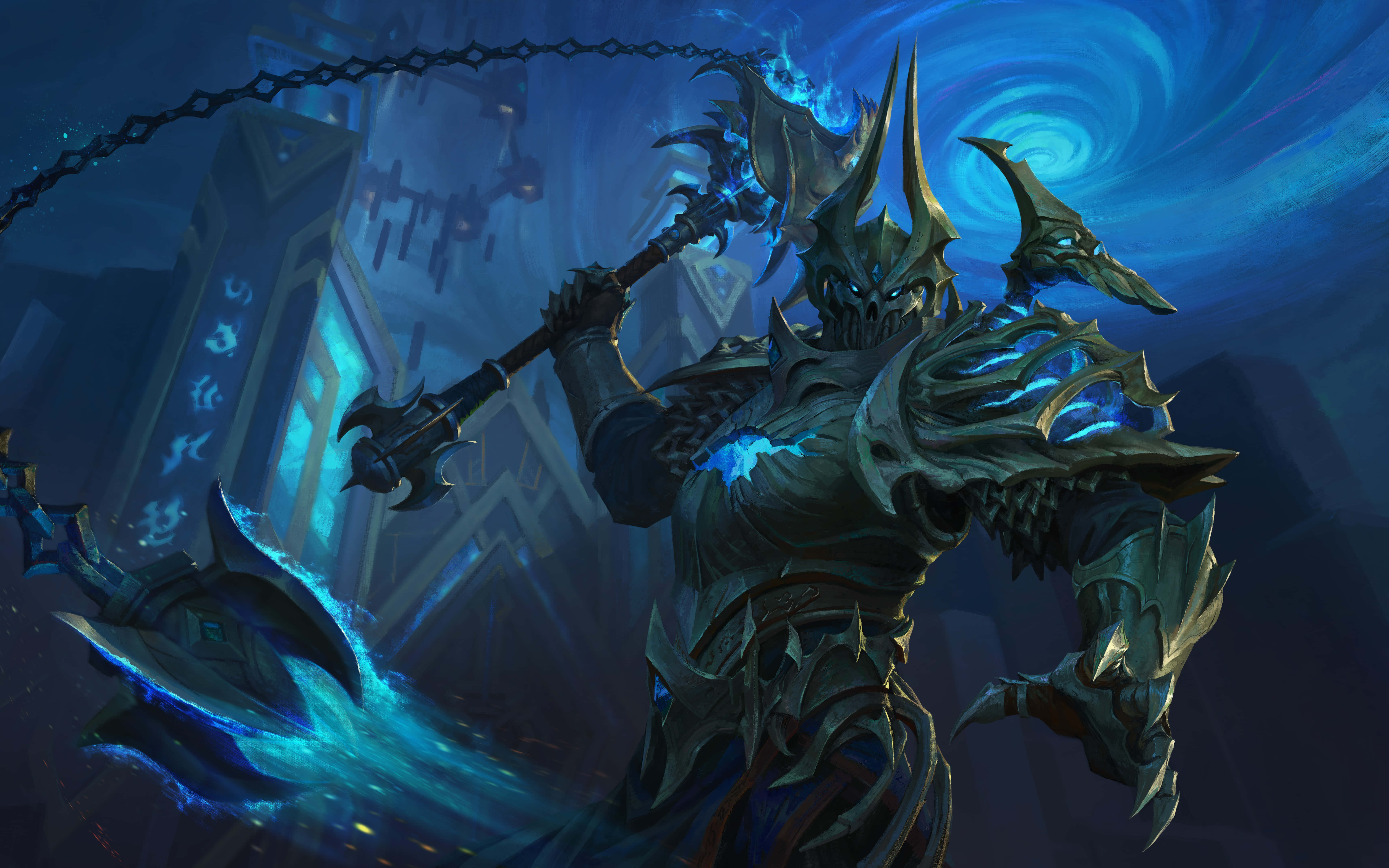 World of Warcraft, Shadowlands, dark armored warrior, 8K Desktop Wallpaper