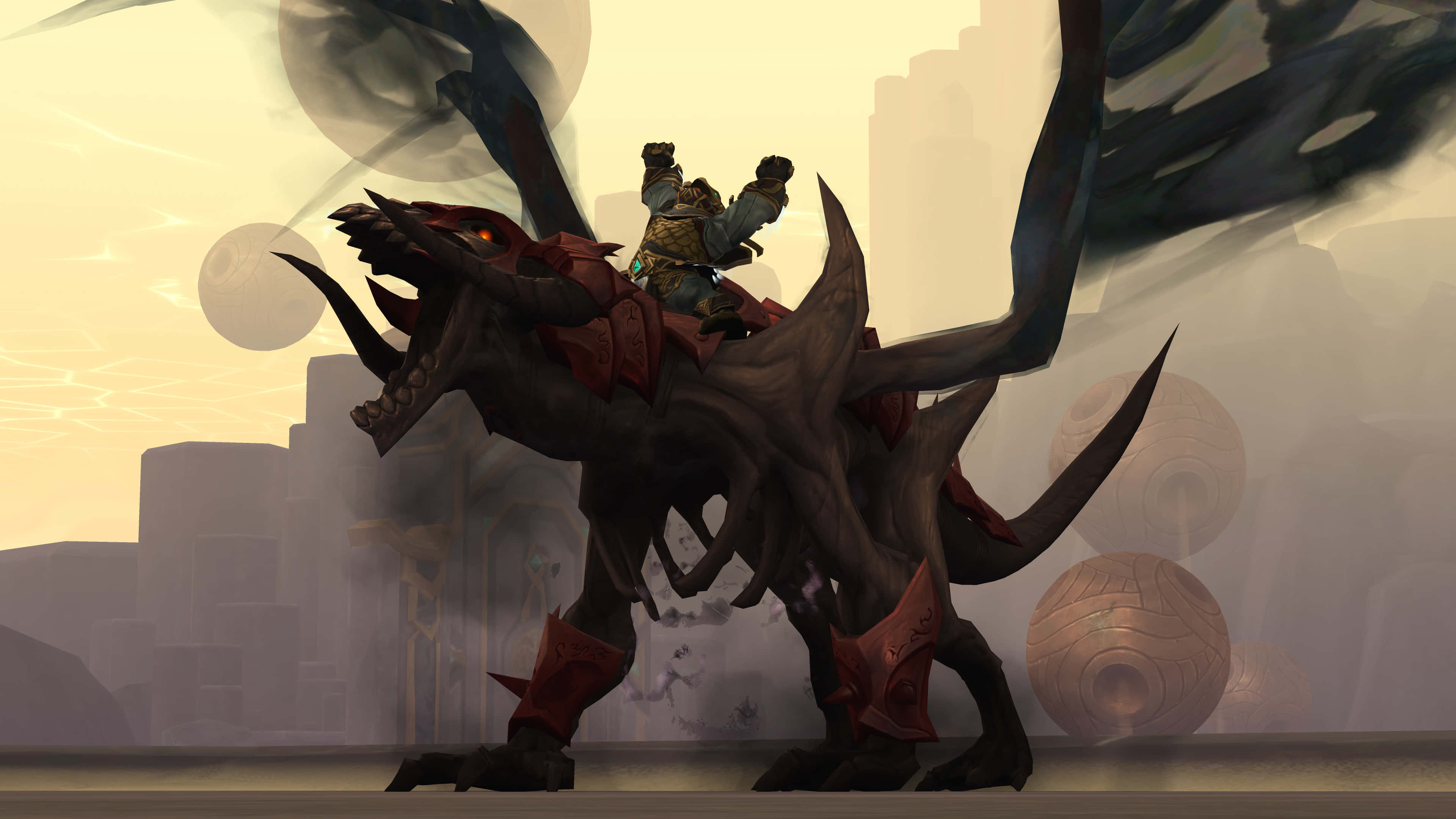 World of Warcraft Shadowlands, warrior, massive dark dragon, 4K Desktop Wallpaper