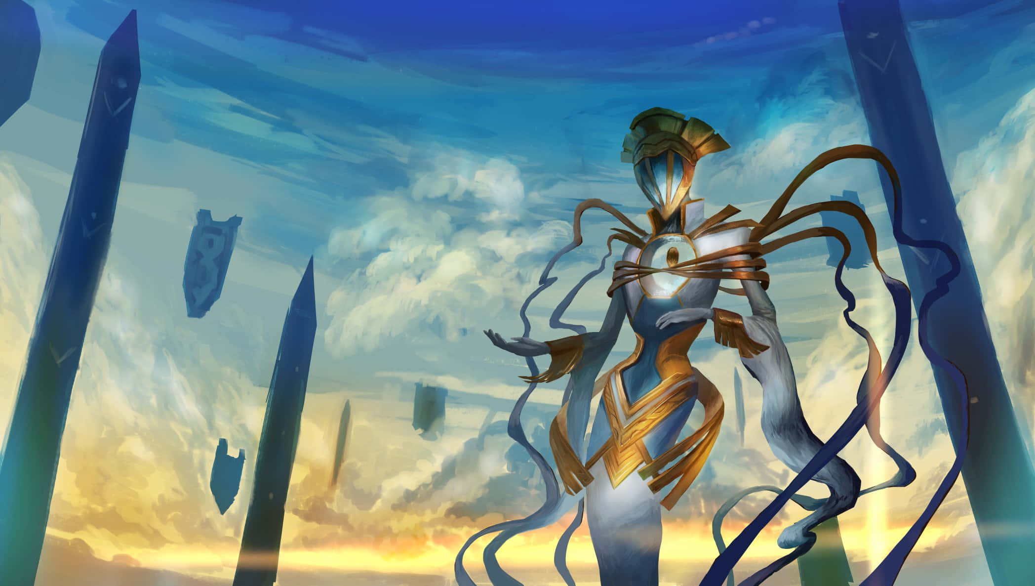 World Of Warcraft Shadowlands, radiant armored figure, flowing ribbons, Full HD Desktop Wallpaper
