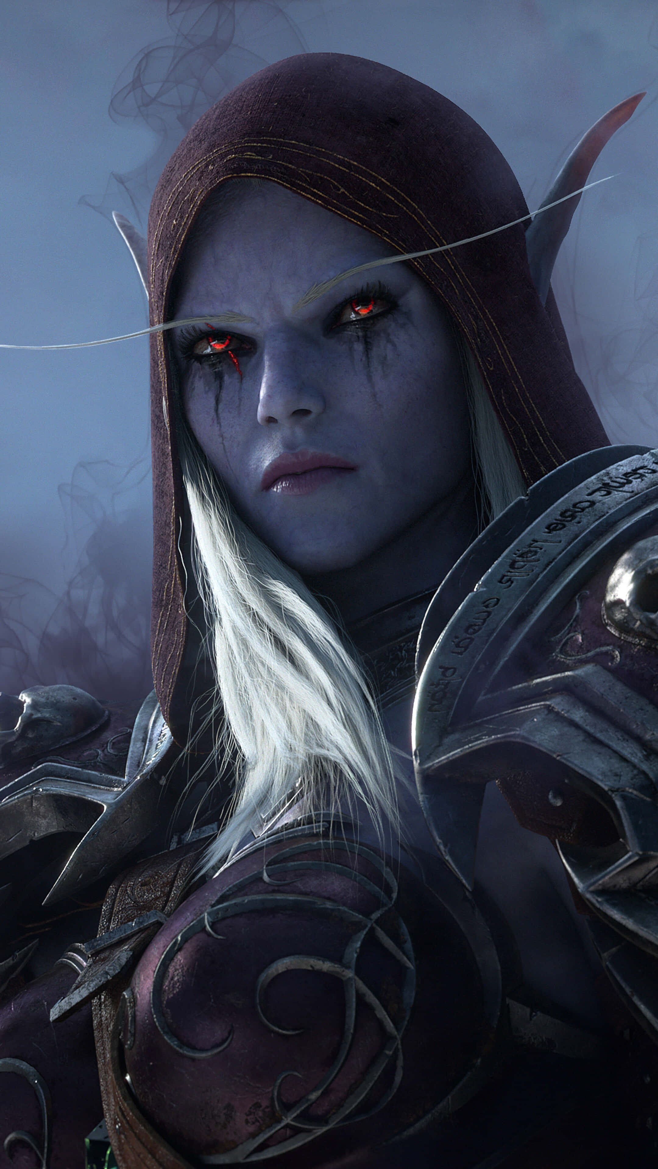 World of Warcraft Shadowlands, hooded elf warrior, glowing red eyes, 4K Phone Wallpaper