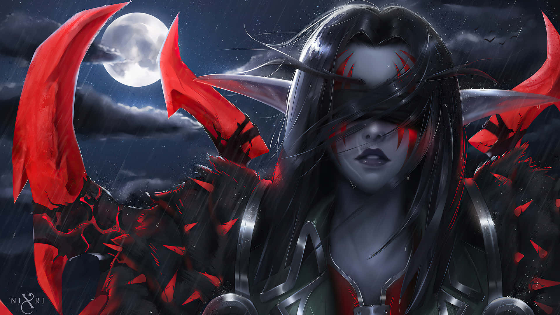 World of Warcraft, dark fantasy warrior, red horns, Full HD Desktop Wallpaper