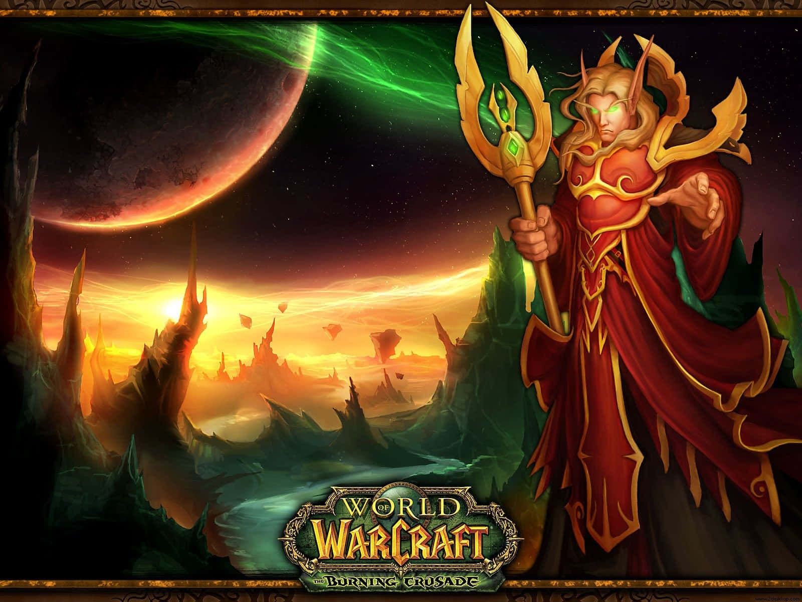 World Of Warcraft: The Burning Crusade, elf warrior, red and gold armor, HD Desktop Wallpaper