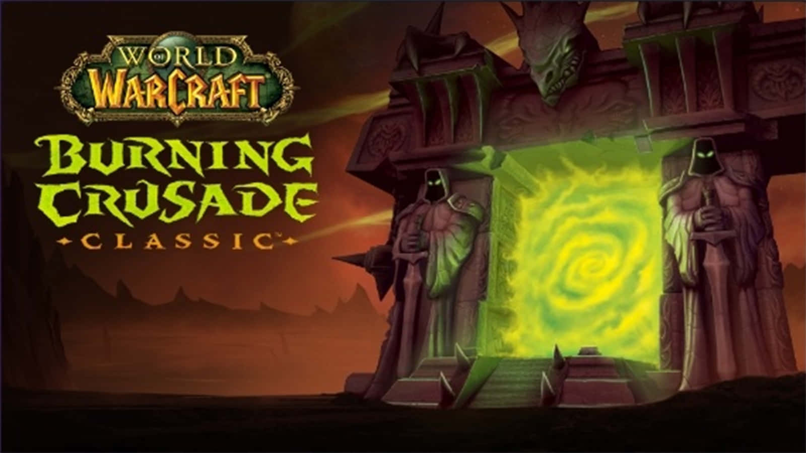 World Of Warcraft The Burning Crusade, glowing green portal, dark fantasy gateway, HD Desktop Wallpaper