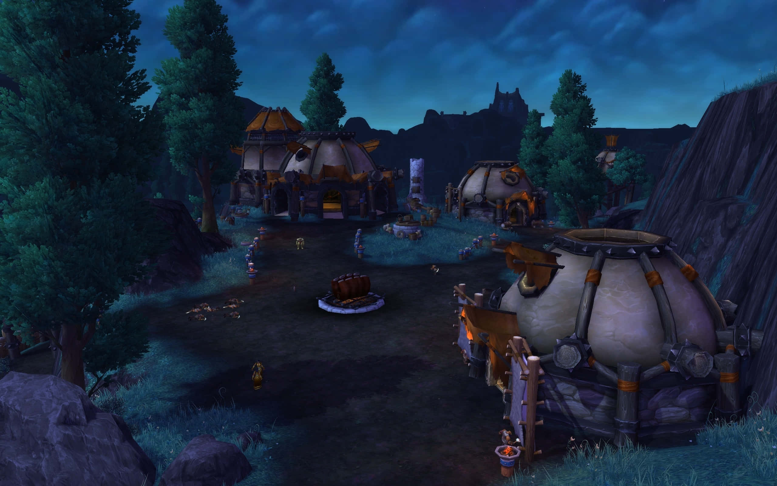 World of Warcraft Warlords Of Draenor, dusk, glowing lanterns, 2K Desktop Wallpaper