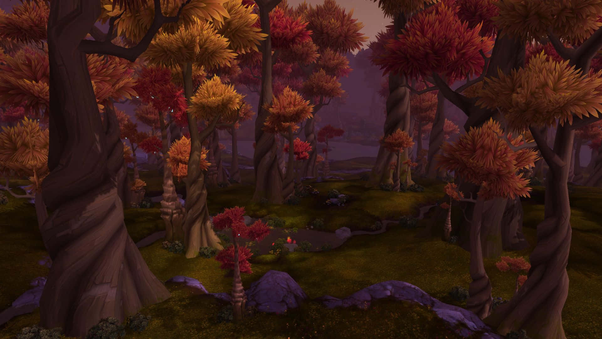 Warrior, Draenor sky, mystical forest, Full HD Desktop Wallpaper