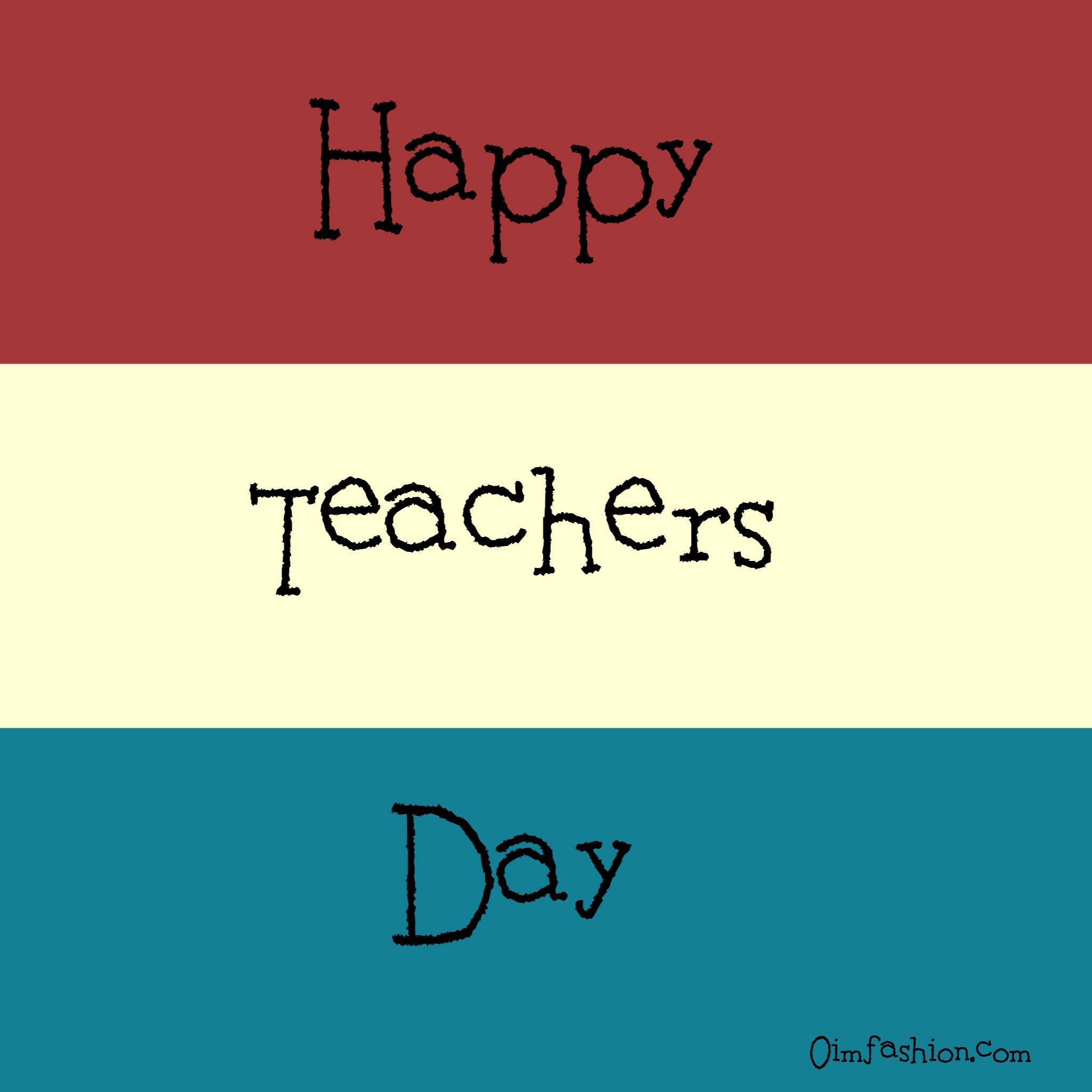 Happy Teachers' Day Flag, red cream and teal, three horizontal stripes, Full HD Desktop Wallpaper
