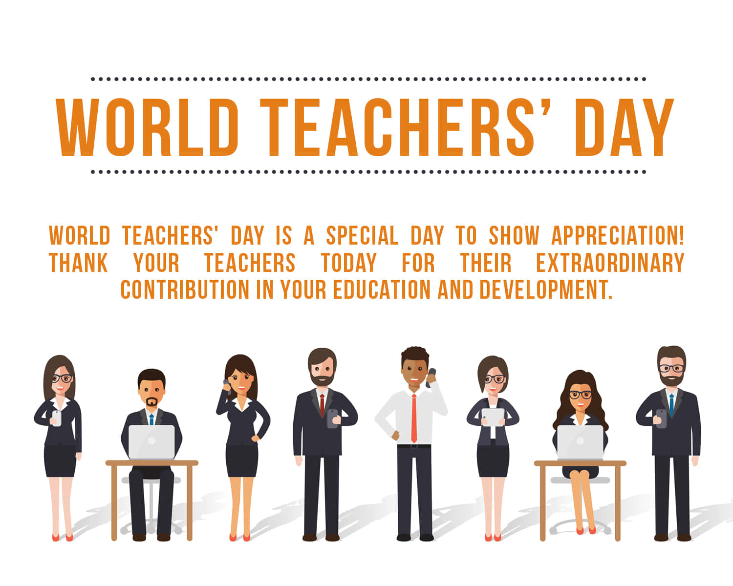 World Teachers' Day, flat vector illustration, diverse educators, HD Desktop Wallpaper
