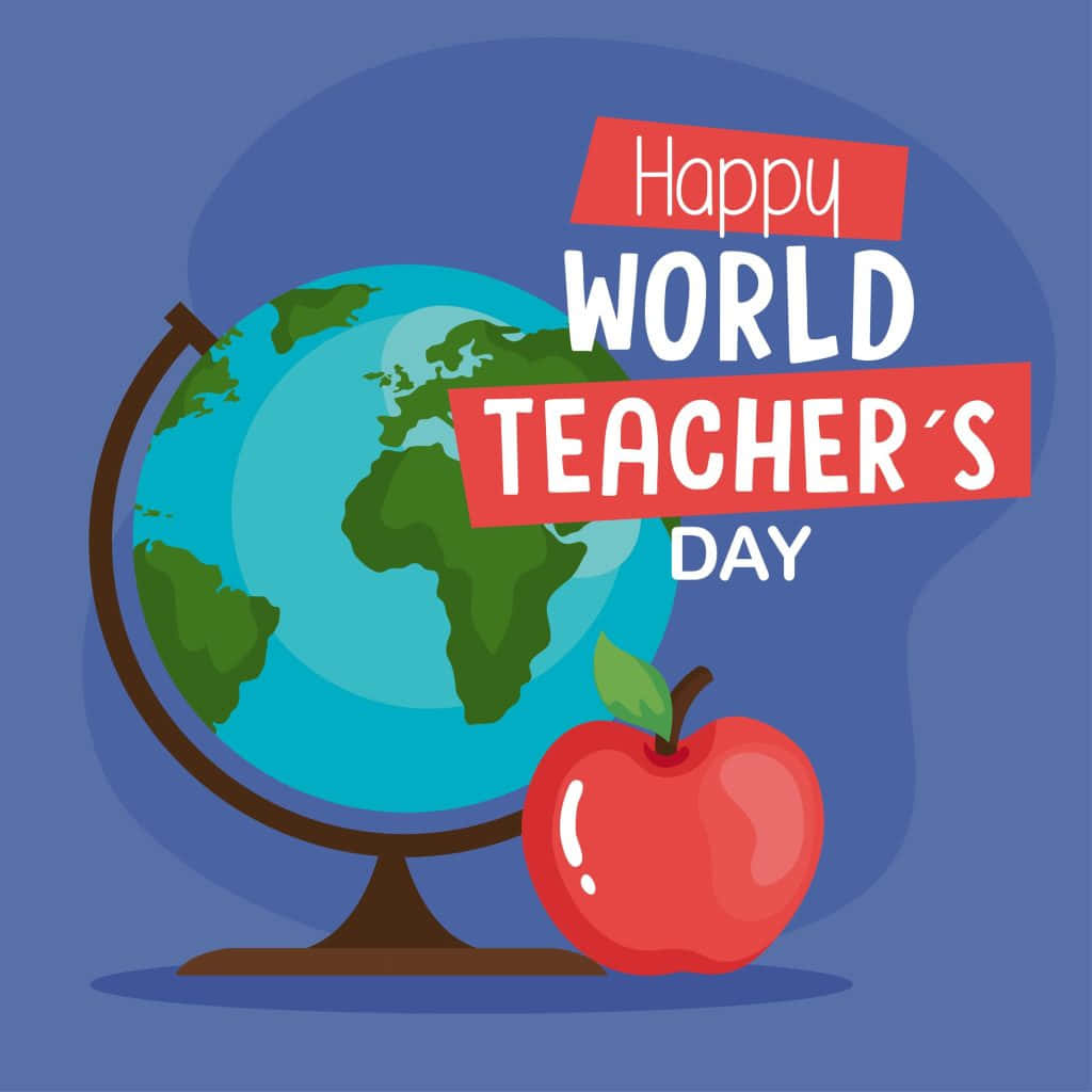 World Teachers' Day, globe, apple, SD Desktop Wallpaper