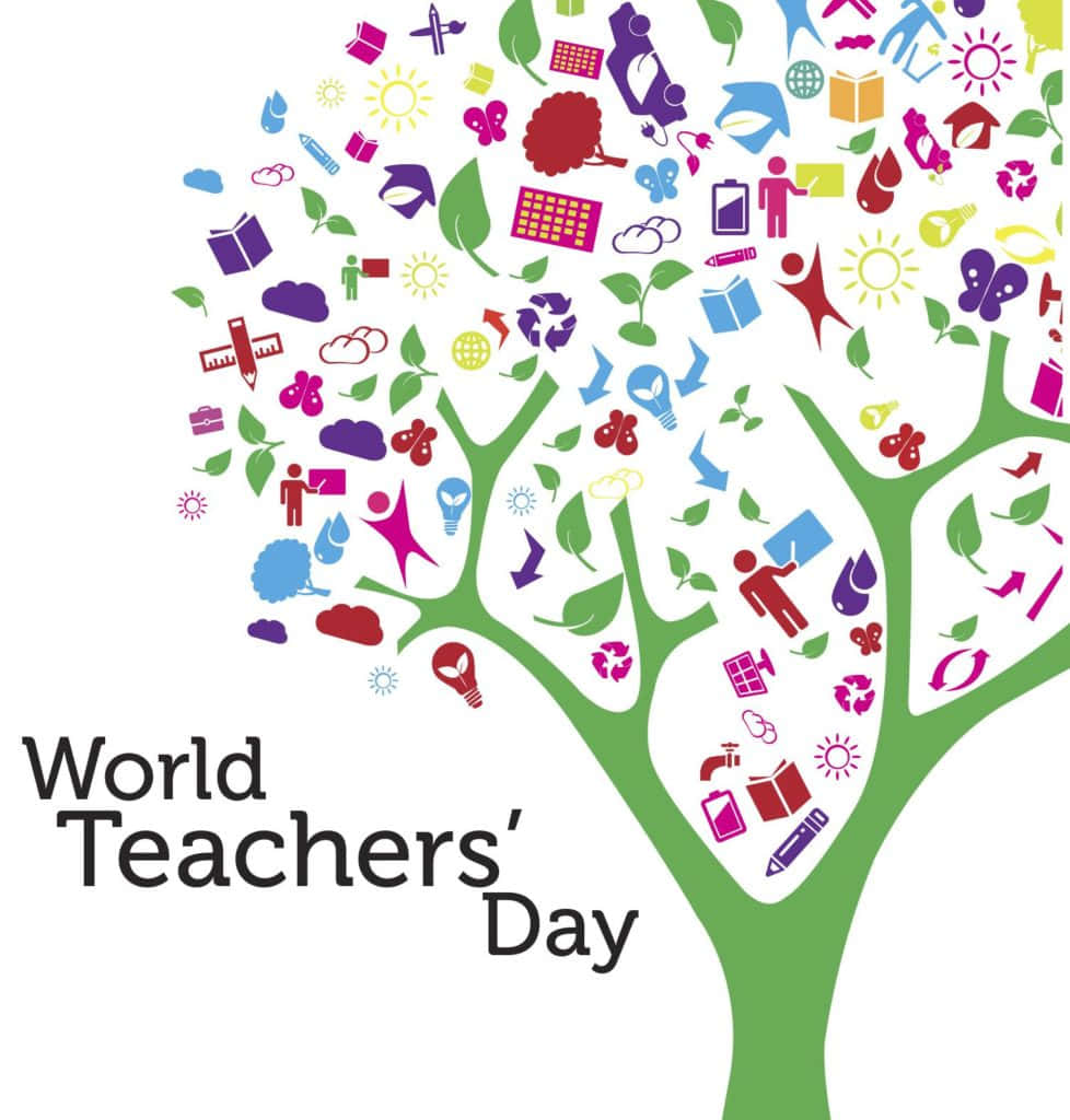World Teachers' Day, education tree, vibrant green tree, SD Phone Wallpaper
