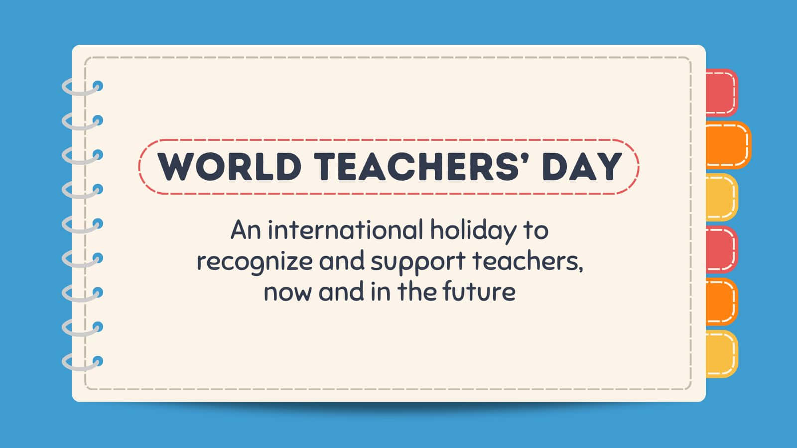 WORLD TEACHERS DAY, notebook page, blue background, HD Desktop Wallpaper