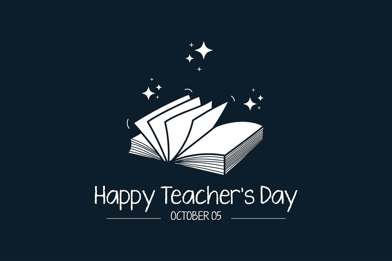 World Teachers Day, white line art, open book, SD Desktop Wallpaper