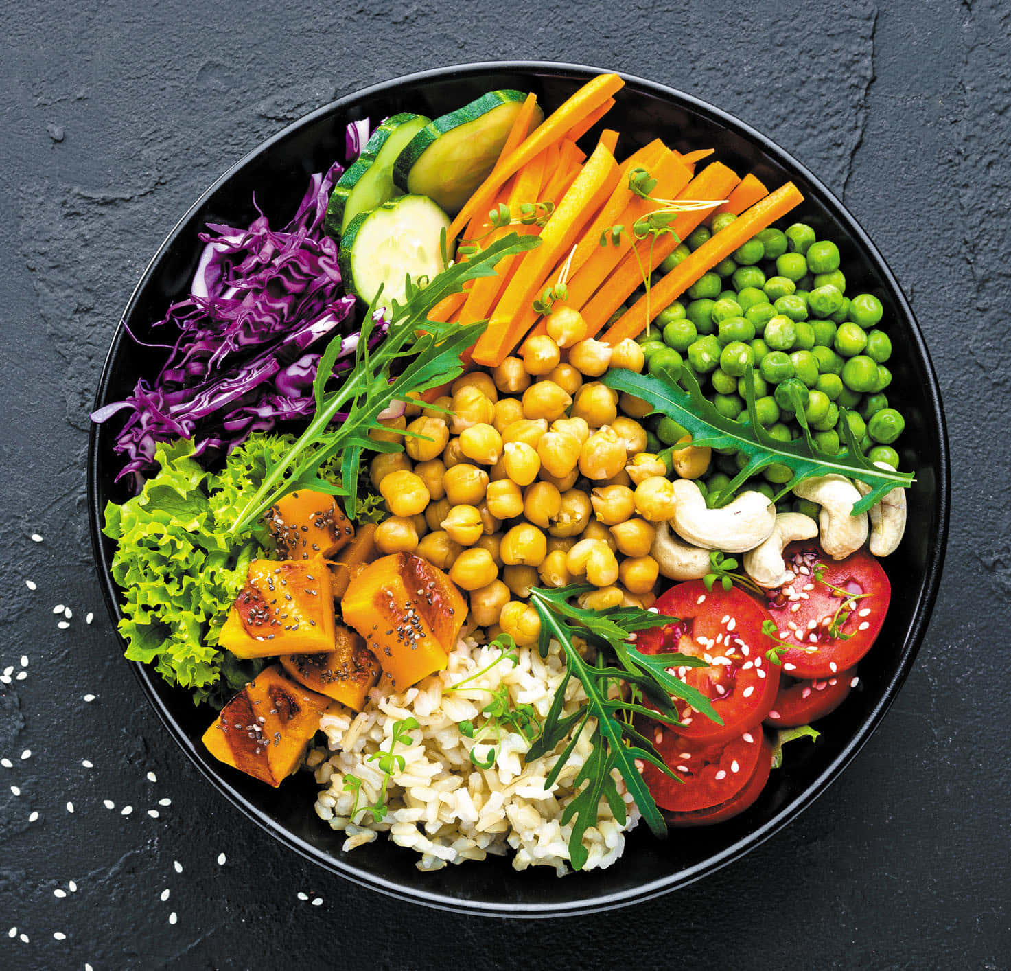 vegetarian buddha bowl, roasted squash, chickpeas, HD Desktop Wallpaper