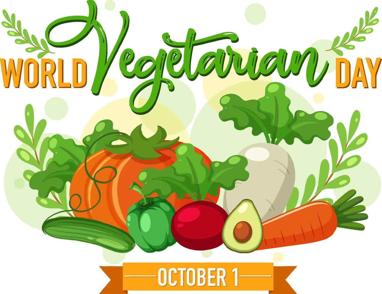 World Vegetarian Day, cartoon illustration, fresh veggies, SD Desktop Wallpaper