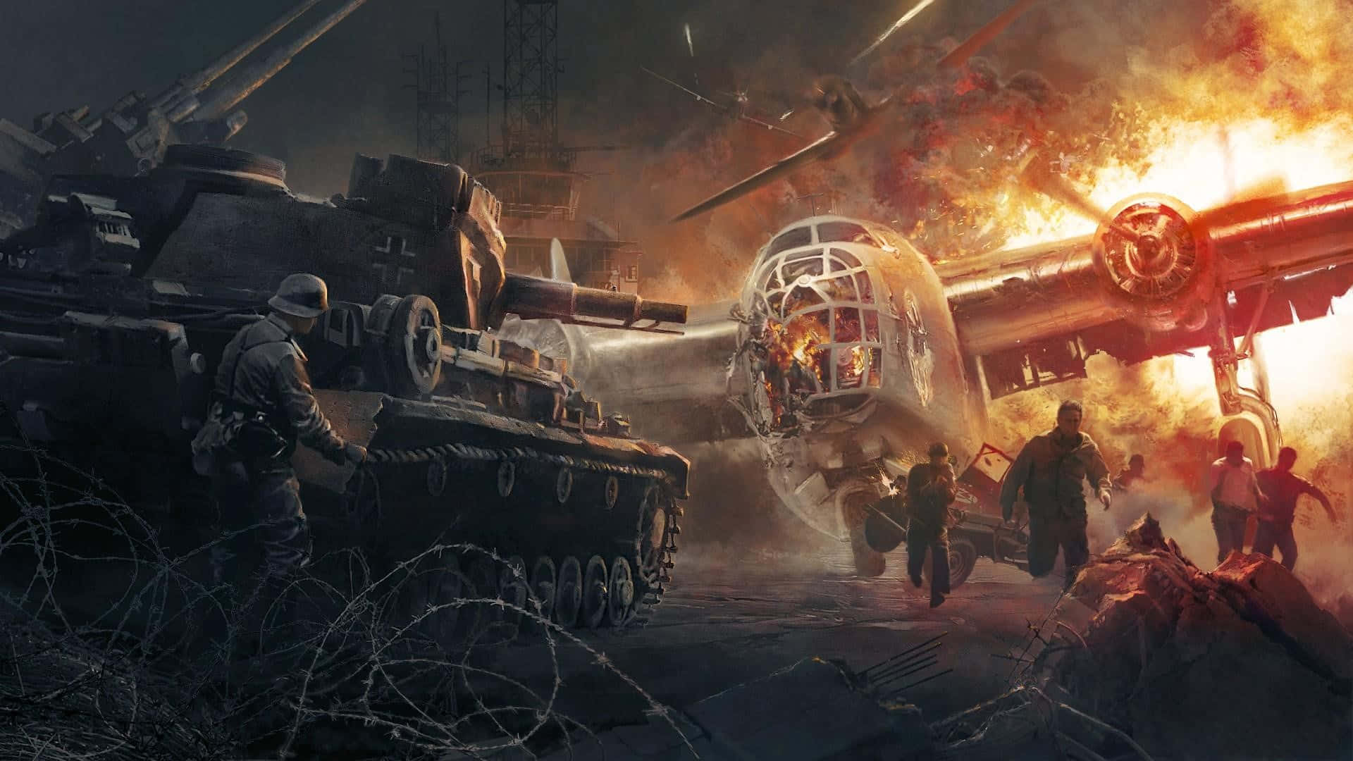 World War 2, tank, aircraft, Full HD Desktop Wallpaper