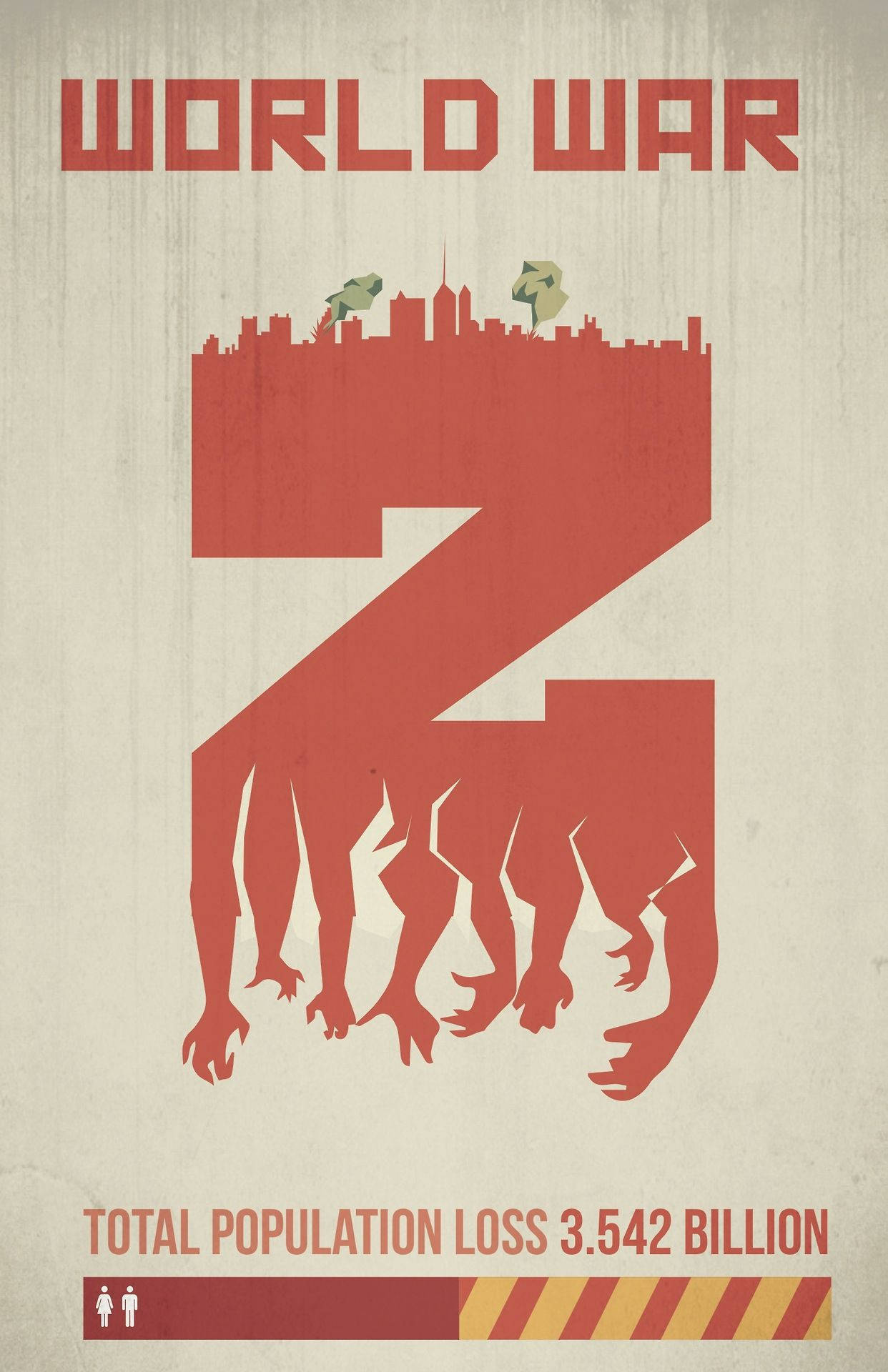 World War Z 4K, retro poster, stark red, Full HD Phone Wallpaper