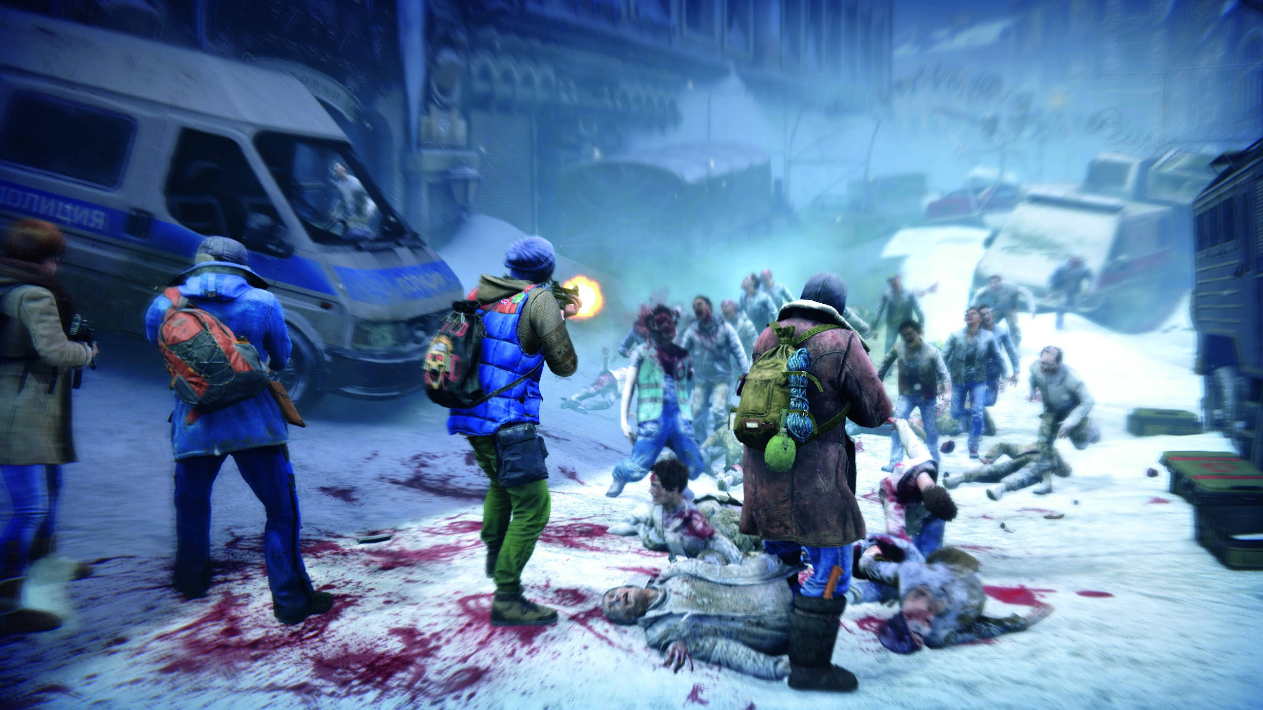 World War Z 4K, blood snow, winter gear, 2K Desktop Wallpaper
