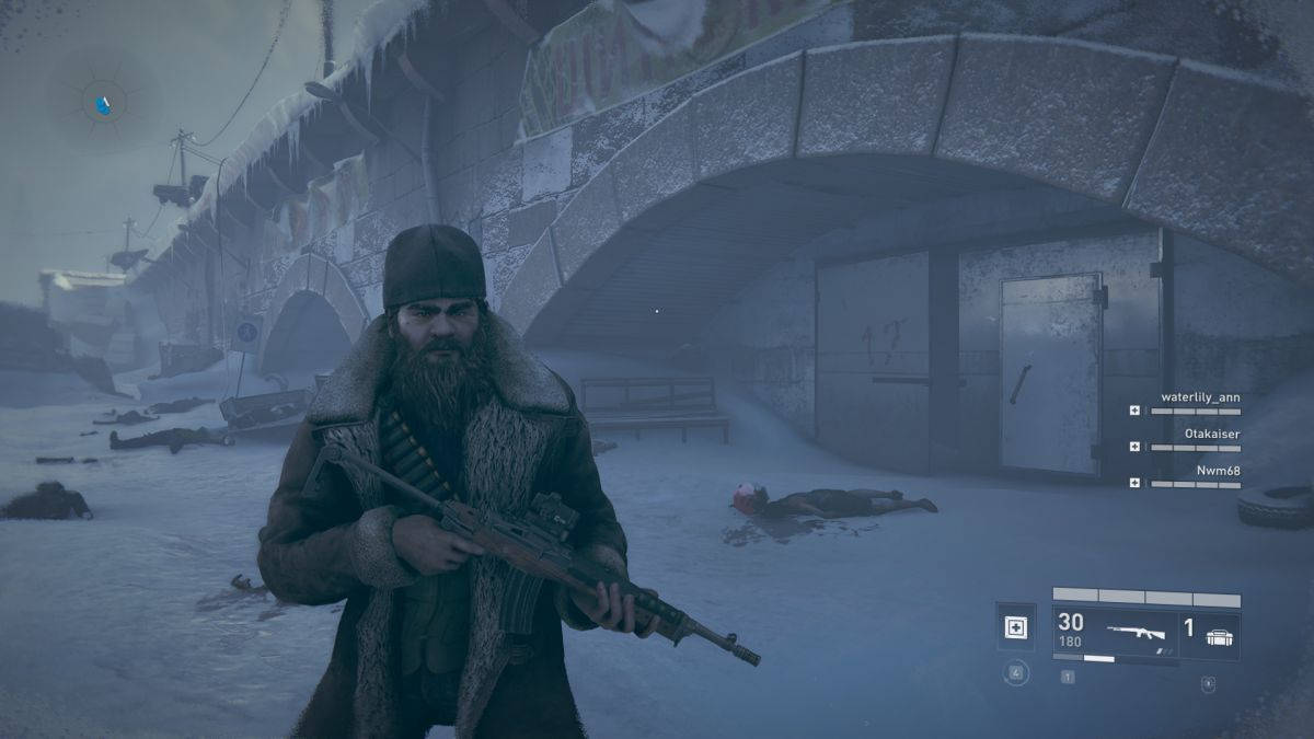 HUD Winter World War Z Aftermath, bearded soldier, winter gear, SD Desktop Wallpaper