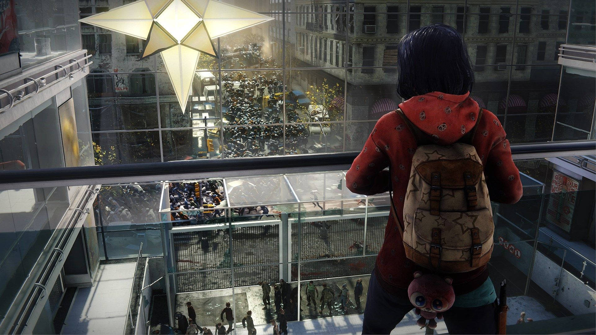 World War Z Game, red hoodie, backpack, Full HD Desktop Wallpaper