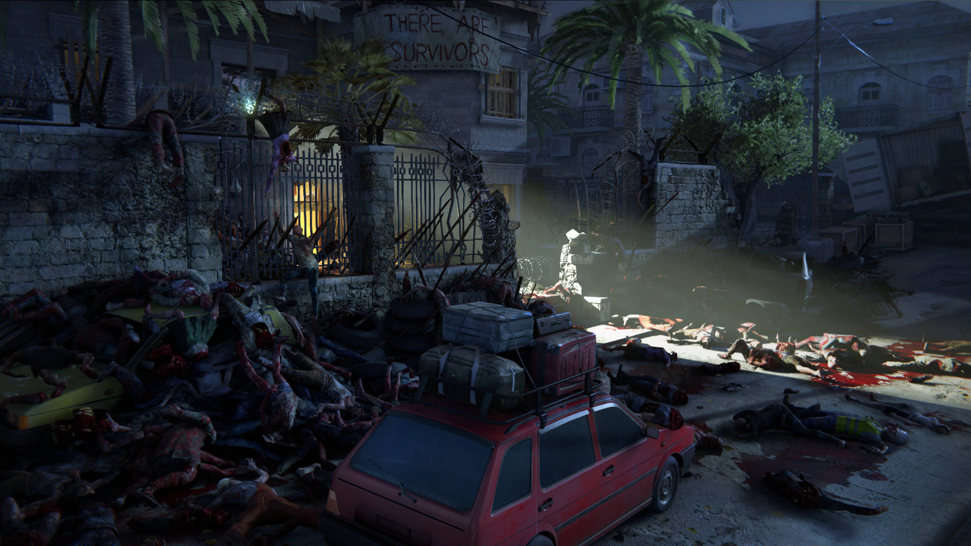 World War Z Game, red car, ruined street, Full HD Desktop Wallpaper