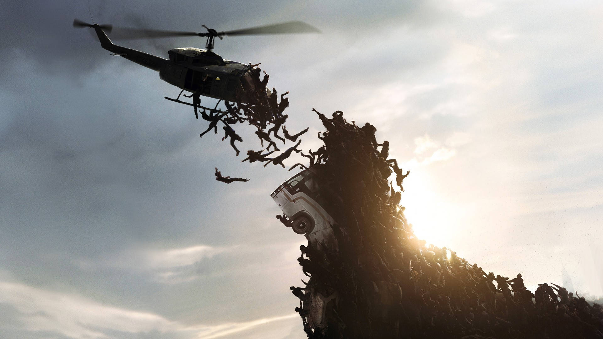 World War Z, zombies, helicopter, Full HD Desktop Wallpaper