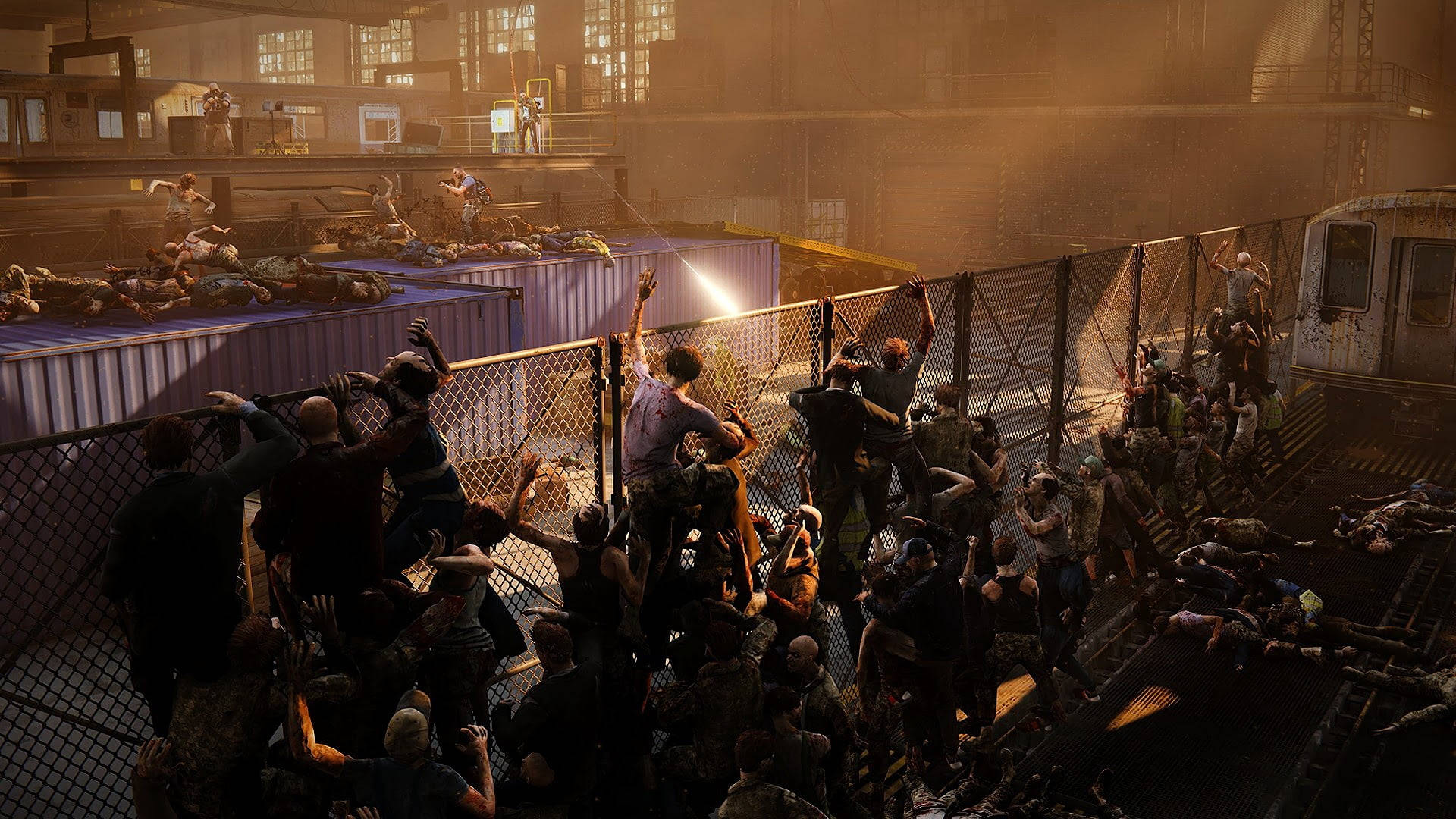 World War Z, zombies, fence, Full HD Desktop Wallpaper