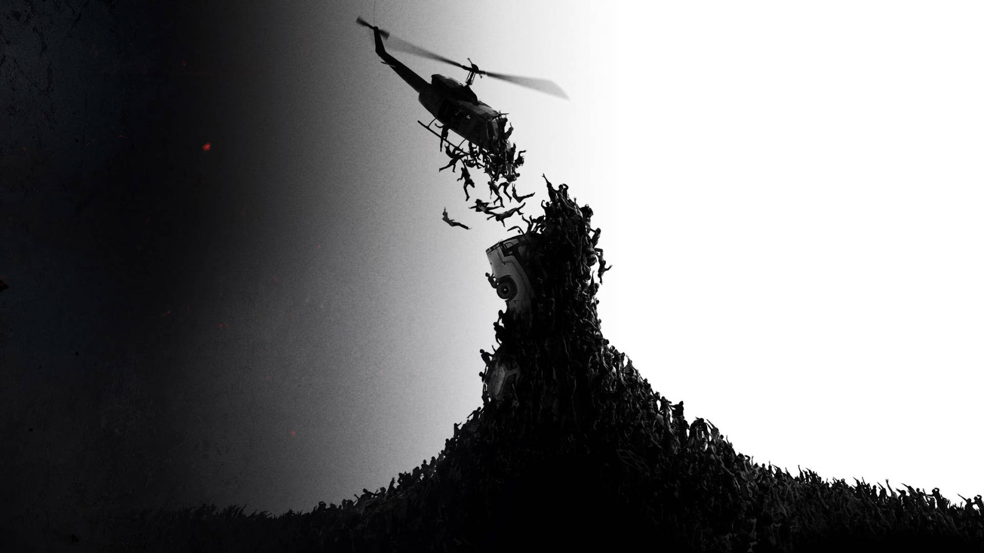 World War Z, zombie pyramid, helicopter, Full HD Desktop Wallpaper