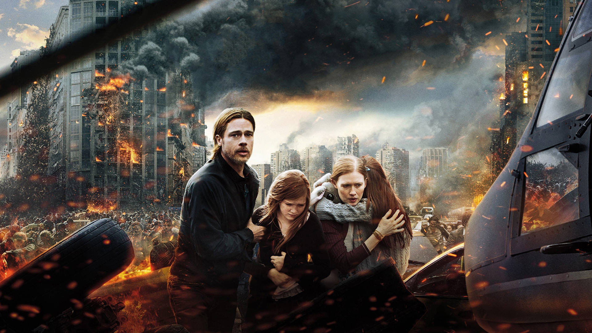 World War Z, burning cityscape, explosions, Full HD Desktop Wallpaper
