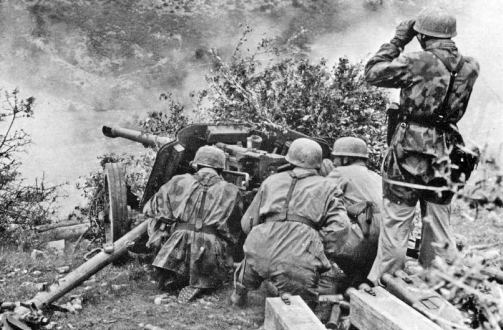 W W I I, artillery crew, heavy artillery piece, Full HD Desktop Wallpaper