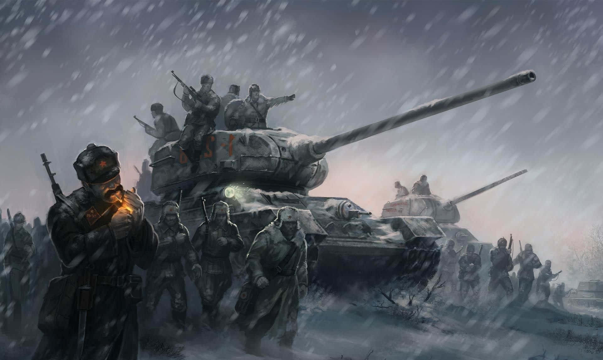 World War, soldiers, tanks, Full HD Desktop Wallpaper