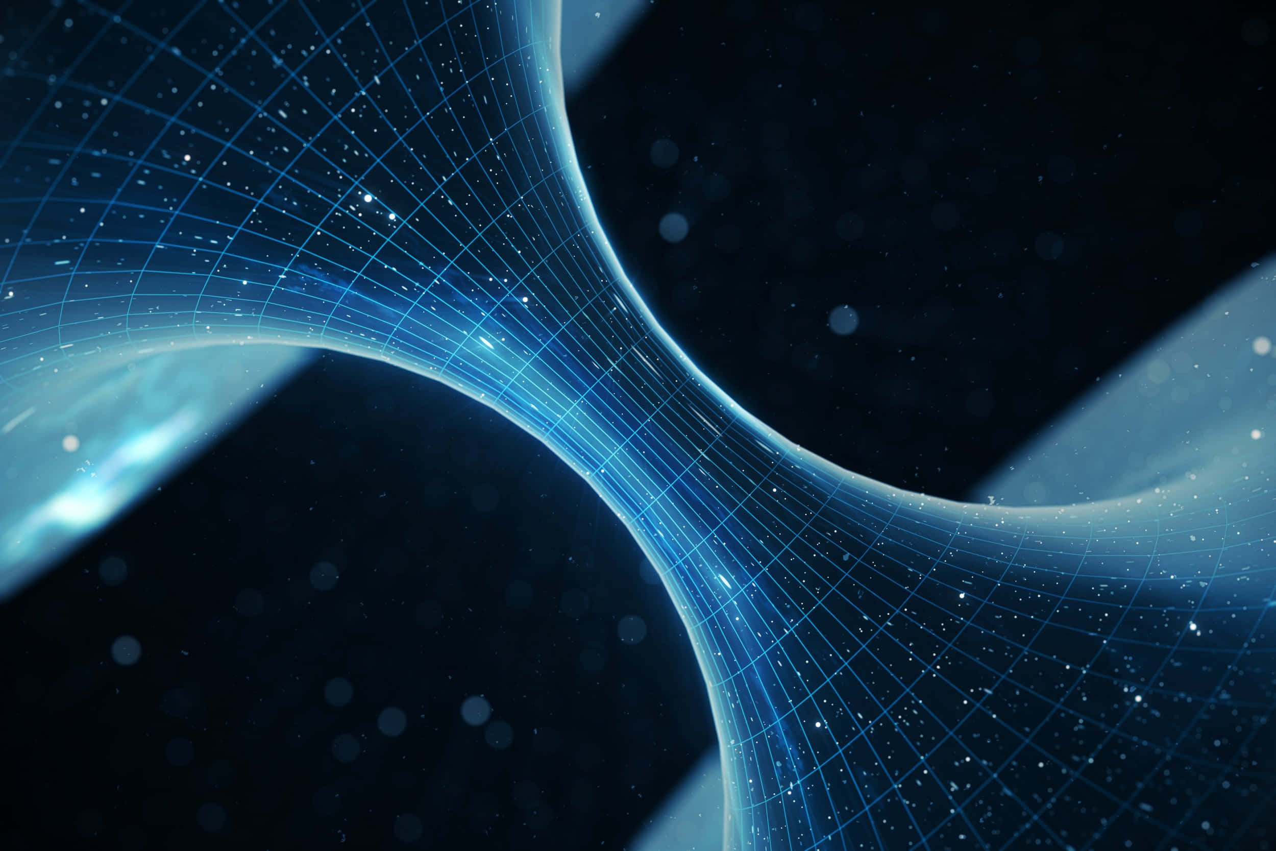 glowing blue grid, cosmic space, starlike particles, Full HD Desktop Wallpaper