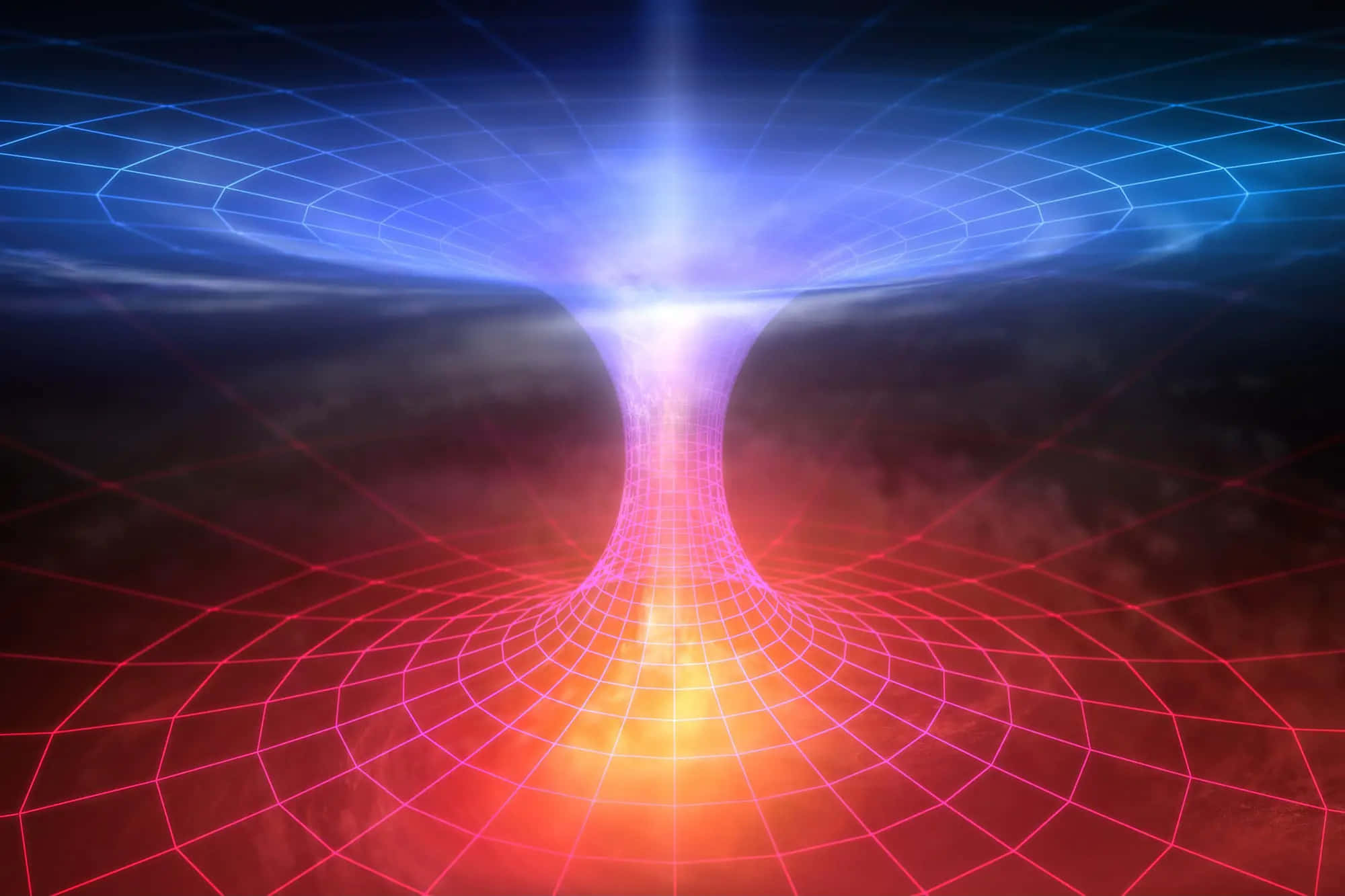 cosmic wormhole, blue top, red bottom, Full HD Desktop Wallpaper