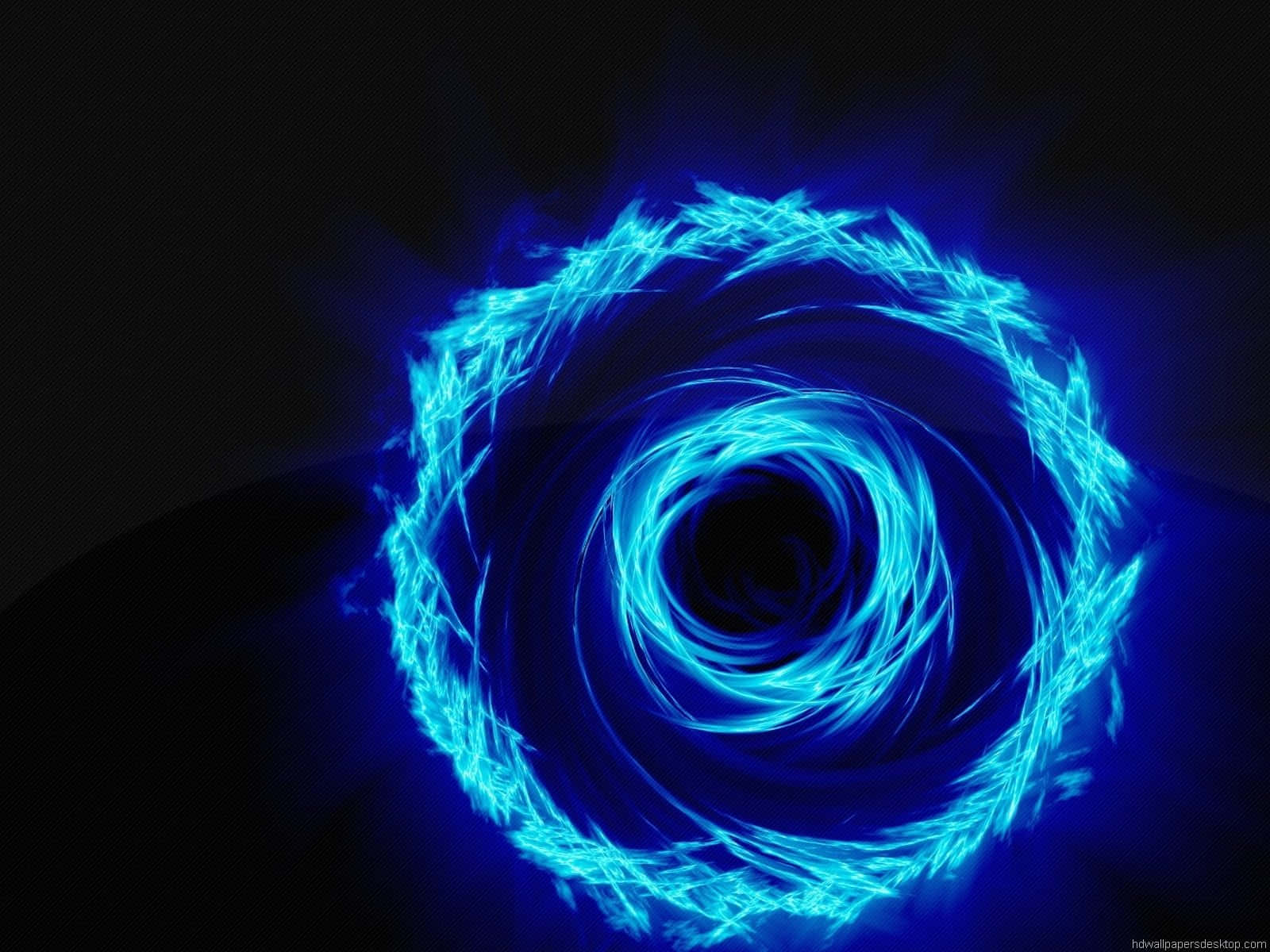 cosmic wormhole, glowing blue energy vortex, dark background, HD Desktop Wallpaper