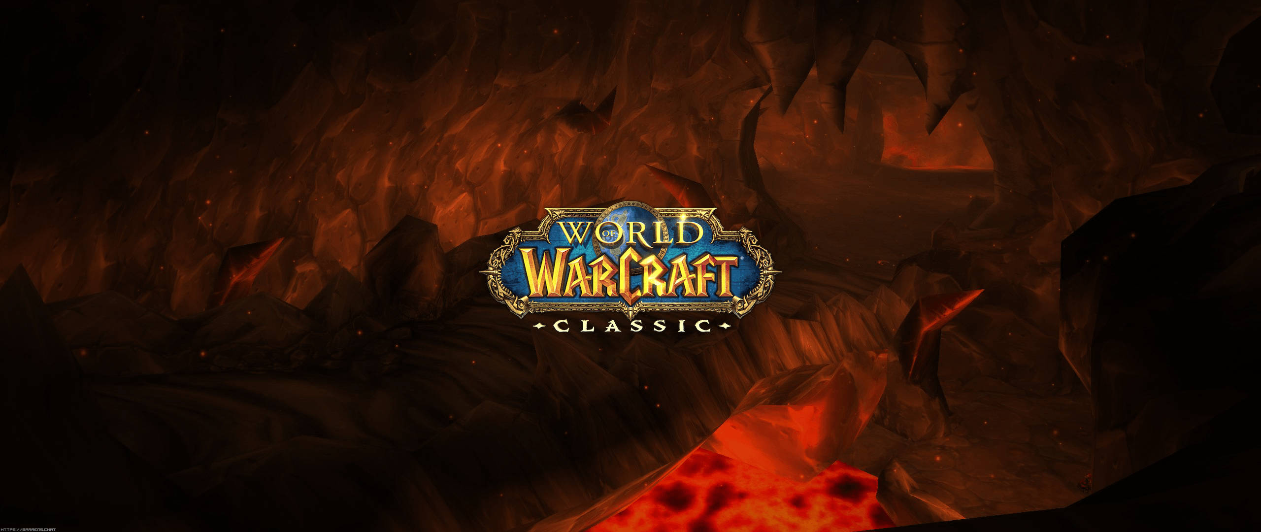 Wow Classic, fiery cavern, molten lava, 2K Desktop Wallpaper