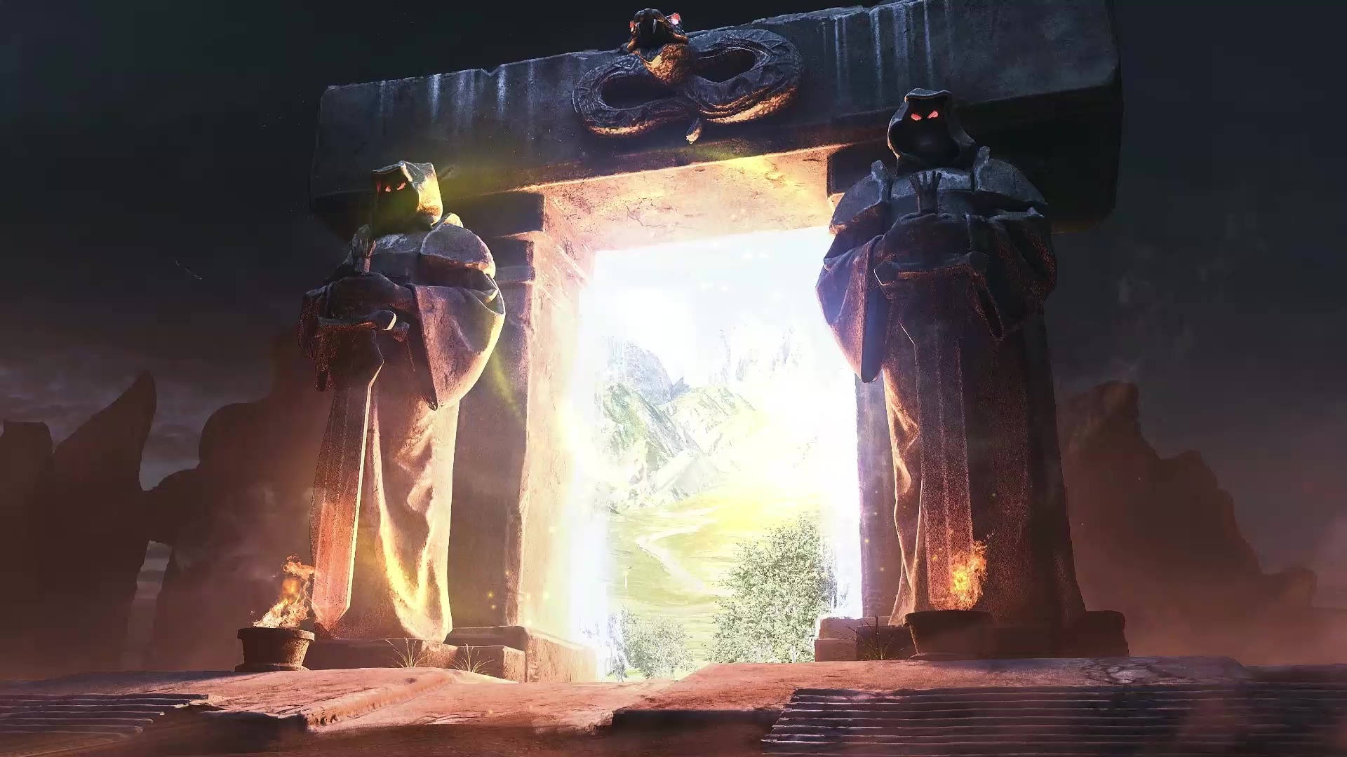 Wow Classic, glowing stone archway, sunlit valley, Full HD Desktop Wallpaper