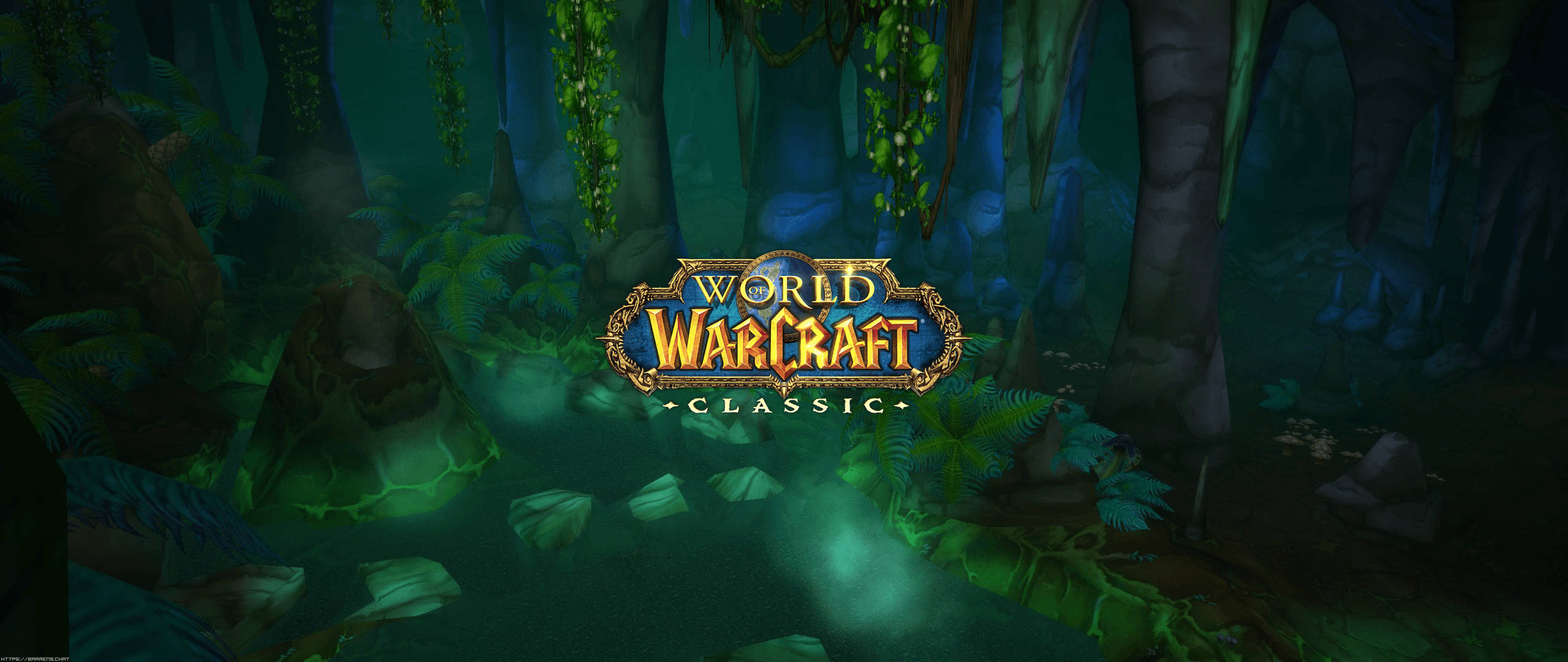 Wow Classic, forest path, mossy trees, 2K Desktop Wallpaper